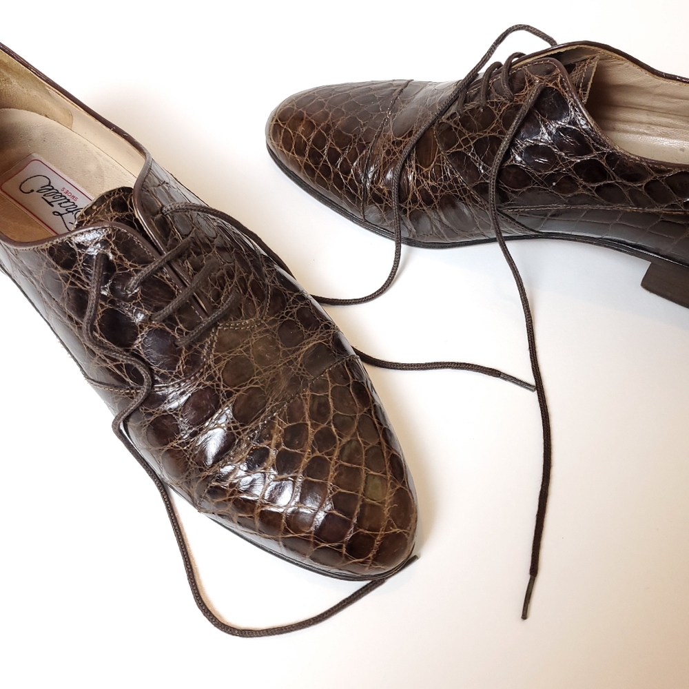 Vintage Fratelli Genuine Alligator Oxfords - Picture 1 of 13